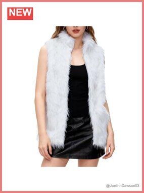 Faux Fur Zip Up Vest Sleeveless Winter Jacket Relaxed Fit